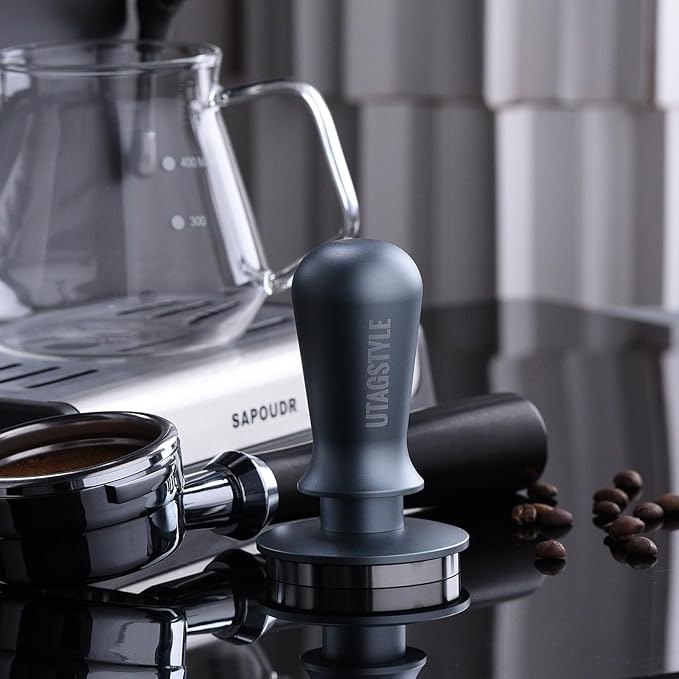 53.3mm Espresso Tamper Coffee Tamper with Calibrated Spring Loaded Barista Espresso Hand Tamper Stainless Steel Flat Base Leveling Coffee Press Tamper Fits for 54mm Portafilter Basket