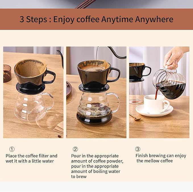 Pour Over Coffee Maker, Single Cup Coffee Dripper, Manual Porcelain Slow Brewing Accessories for Travel, Camping, Office, Home, Cafe, Coffee Gifts