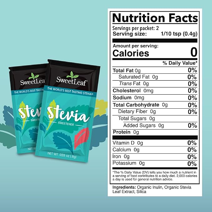 SweetLeaf Stevia Packets - Zero Calorie Natural Stevia Powder, No Bitter Aftertaste, Sugar Substitute for Keto Coffee, Nothing Artificial, Non-GMO Stevia Sweetener Packets, 70 Count (Pack of 2)