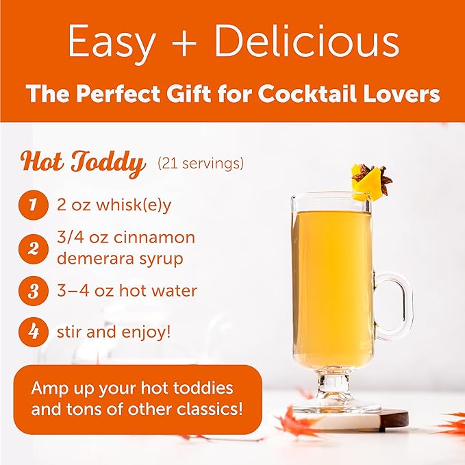 Shaker & Spoon Cinnamon Demerara Syrup, 16oz Craft Cocktail Syrup, Mocktails, Non Alcoholic Drinks, Cocktail Mixers, Flavored Syrups for Drinks