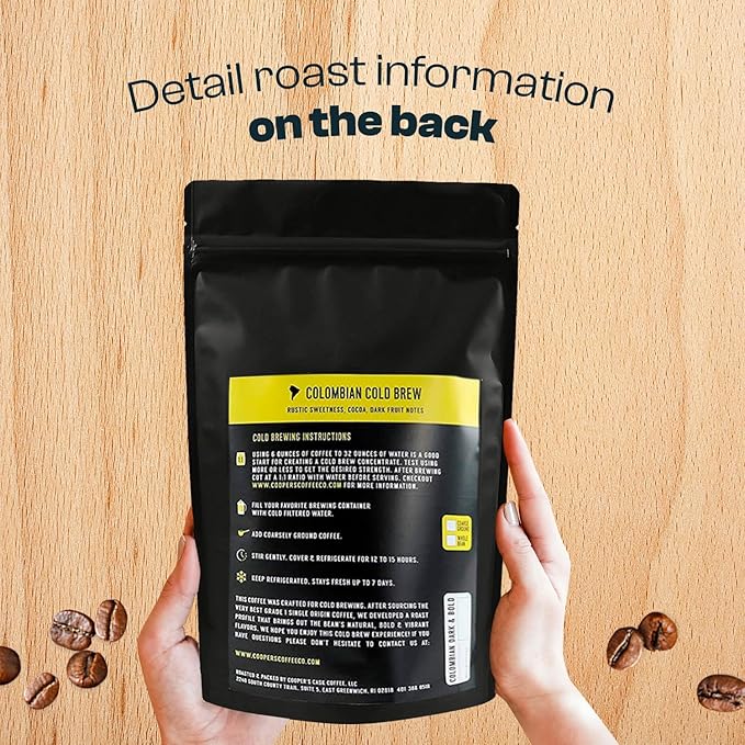 Cold Brew Coffee Colombian Reserve Single Origin Coarsely Whole Bean Coffee - 2 lb. Bag - Dark Roast