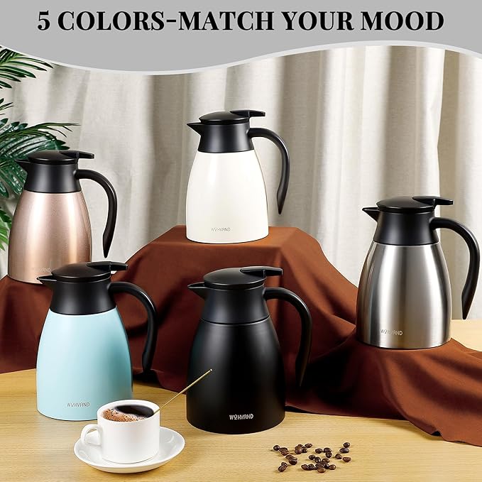 34 Oz Thermal Coffee Carafe, Stainless Steel Insulated Vacuum coffee crafts to keep coffee hot, 1 Liter Tea Water Coffee and Beverage Dispenser (Black)