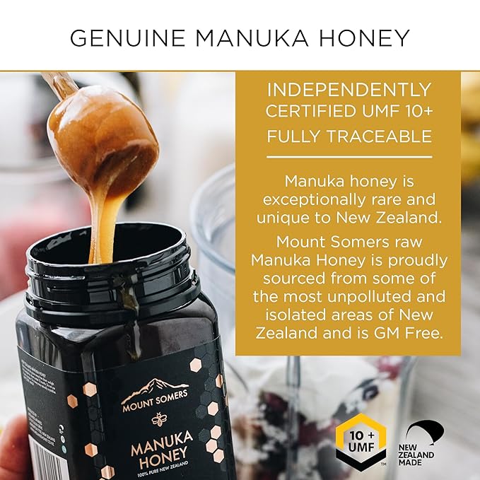 Mount Somers Premium Manuka Honey MGO 263+ / UMF 10+ - 100% Pure Non GMO New Zealand Manuka Honey - Genuine Natural Superfood - UMF Certified & Traceable - 8.8oz