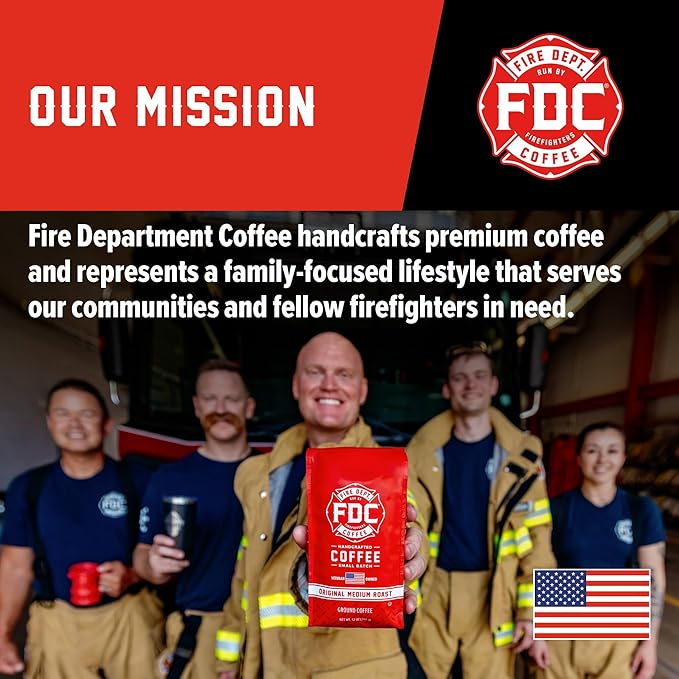 Fire Department Coffee - Vanilla Bourbon Coffee Beans - Gives Back to Firefighters - Vanilla Bean Bourbon Infused Whole Bean - Non-Alcoholic - Roasted in the USA - Veteran Owned (12 oz, Pack of 2)