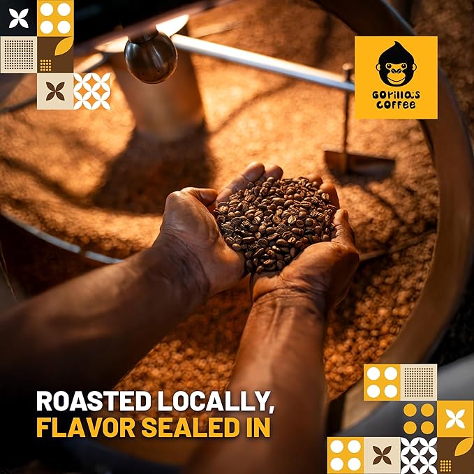 Gorilla's Coffee 100% Arabica - Medium Roast Whole Bean Coffee, Fair Trade, Full Bodied, with Notes of Dark Chocolate | Premium Rwandan Coffee | Rich, Flavorful, and Aromatic (500g/17.6oz)