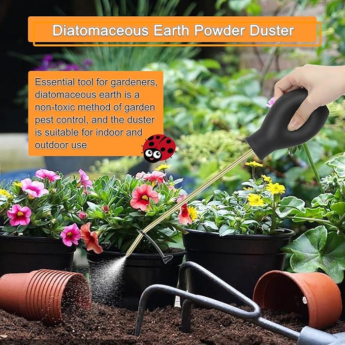 Diatomaceous Earth Duster, Powder Sprayer, (2pack) Garden Duster Applicator Dispenser with Long Plastic Tube for Organic Gardening Agricultural Supplies for Diatomaceous Earth