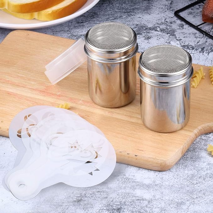 72 Pieces Coffee Decoration Stencils Latte Art Template Coffee Mold Tool with 2 Latte Art Pen 2 Dusting Jars Mesh Powder Shaker for Cake Cookie Decorating Oatmeal Cappuccino Hot Chocolate