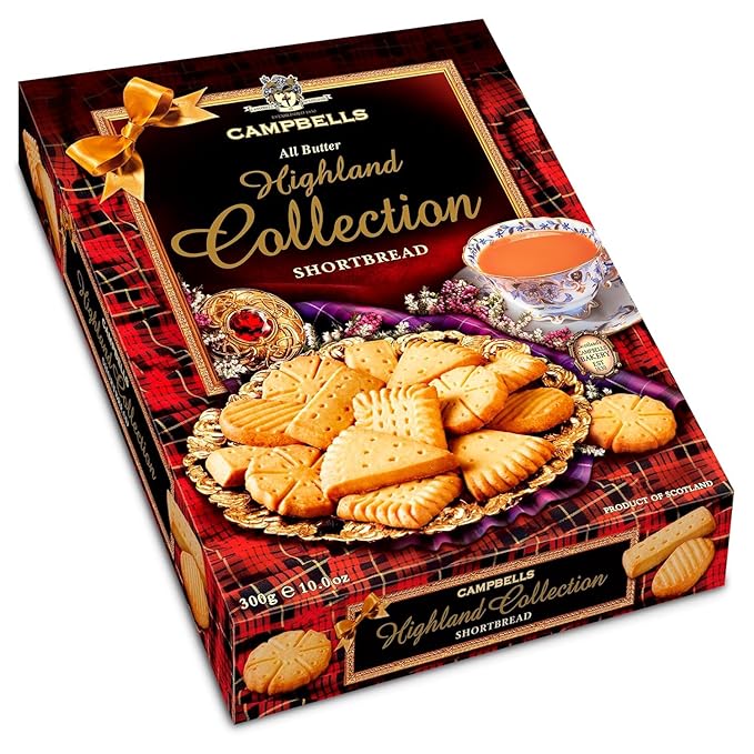 Campbells Shortbread All-Butter Highland Collection Cookies Assortment 10.58 Oz (Pack of 3) - Scottish Shortbread Cookies from Scotland, Assorted Gift Box, British Tea Biscuits, Scottish Snacks