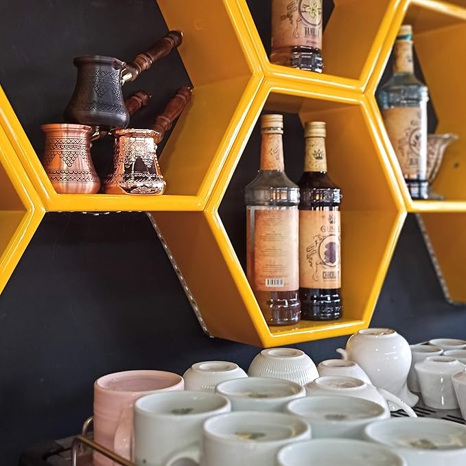 PCZ Series (Small-6 fl.oz) - Thickest Solid Copper Engraved/Stamped Turkish Greek Arabic Coffee Pot with Wooden Handle, Stovetop Coffee Maker Cezve Jezve Jazva Jazzve Ibrik Briki (Shiny)