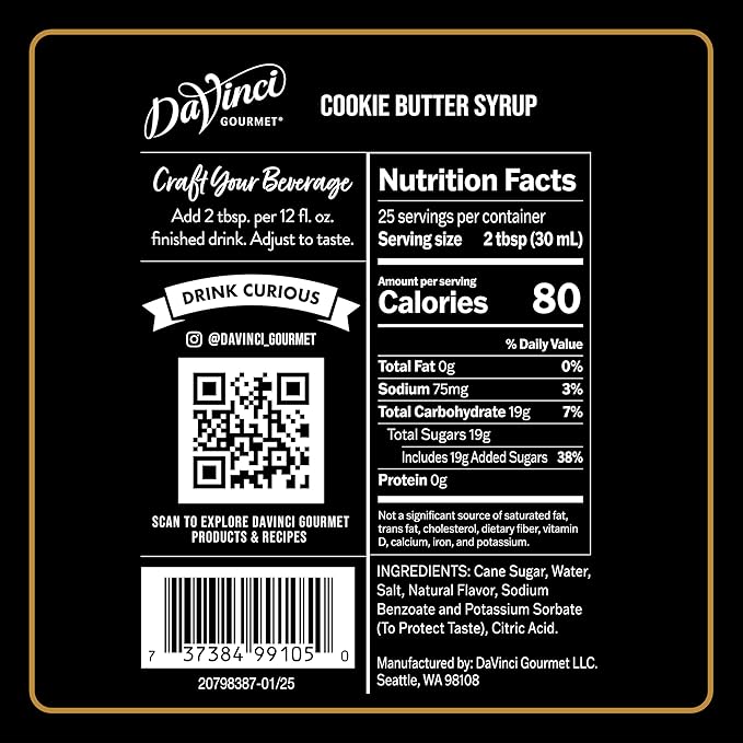 DaVinci Gourmet Cookie Butter Syrup, 25.4 Fluid Ounces (Pack of 1)