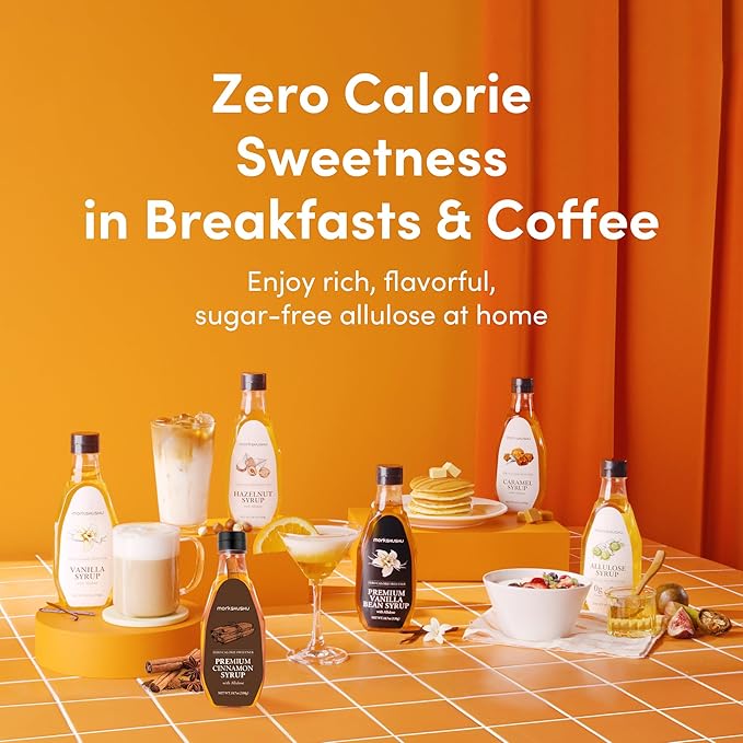 Allulose syrup & Premium Vanilla Bean Allulose Syrup 18.7 Fl Oz - Liquid Sweetener for coffee and other drinks - Keto, Vegan, Diabetes-Safe - Zero Calorie Sugar Substitute - Monk Fruit