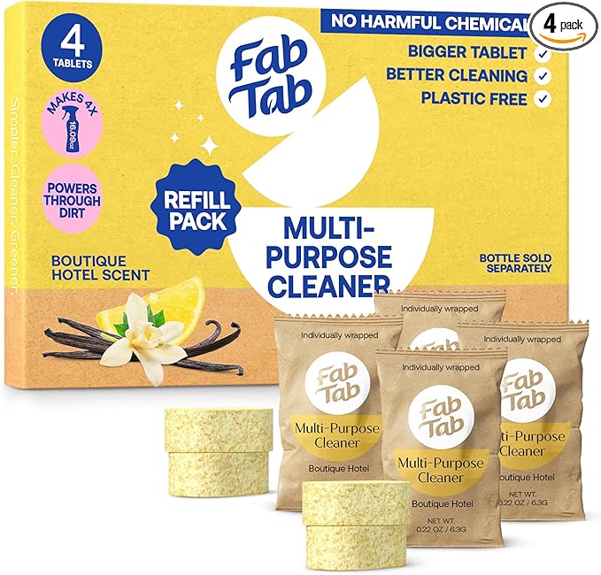 Multi-Surface Cleaning Spray Refill - All-Purpose Cleaner Spray- Natural Cleaning Products - Plant-Based - No Harsh Chemicals - Citrus Scent- Makes 4x 16.09 fl oz bottles (Bottle Not Included)