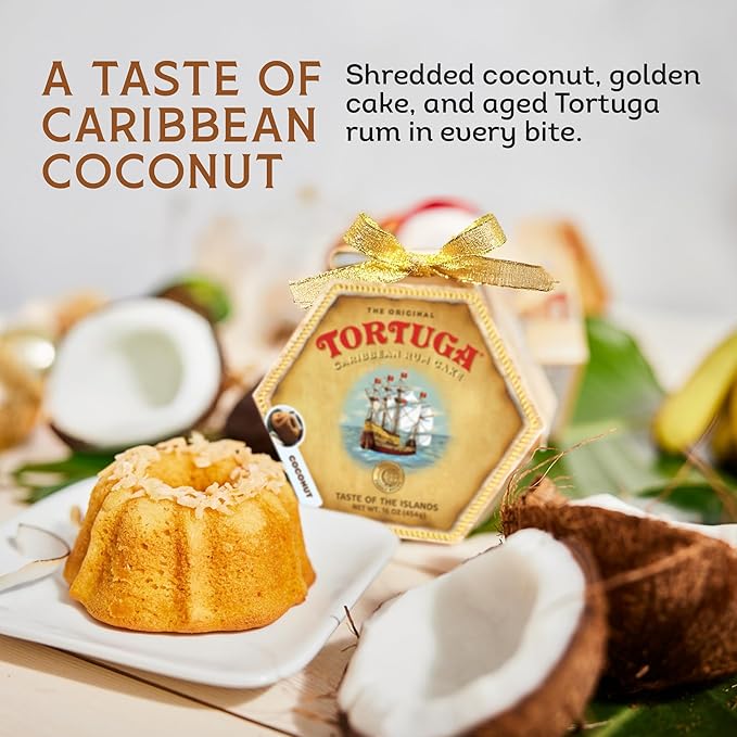 TORTUGA Caribbean Coconut Rum Cake - 32 oz Rum Cake - The Perfect Premium Gourmet Gift for Gift Baskets, Parties, Holidays, and Birthdays