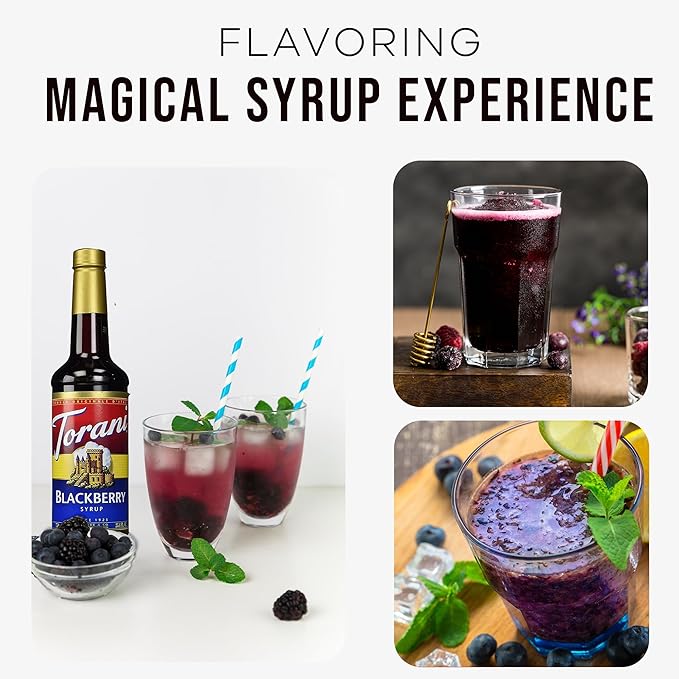 Sugar Free Coffee Syrup 25.4 Ounces Coffee Flavoring Syrup - Caramel, Vanilla, Chocolate, Hazelnut, Peppermint Syrups with Jimoco Syrup Dispenser (Blackberry)