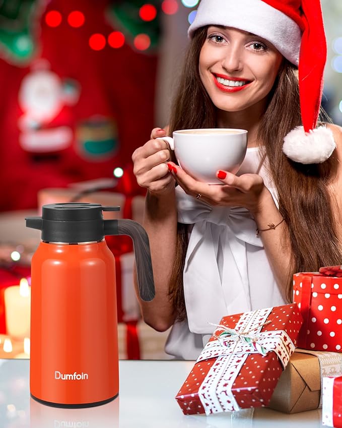 Carafes for Hot Liquids 70 oz - 12 Hour Stainless Steel Thermal Coffee Carafe-Insulated Coffee Carafes For Keeping Hot/Cold Coffee, Tea, Water, Drink Dispenser for Parties(Orange)