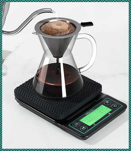 Coffee Gator Coffee Scale 0.1g Precision with Timer - 3kg Digital Scale ﻿Large LCD Weighing Kitchen Multifunctional for Pour-Over, Espresso, French Press, Bean, Food, Drink