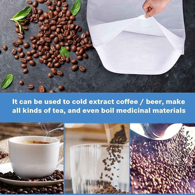 50 Pack Cold Brew Coffee Filters, 20 X 20 Commercial Toddy Cold Brew Bags, Brew Up To 5 LBS Coffee, Toddy Filter Bag, 5 Gallon C