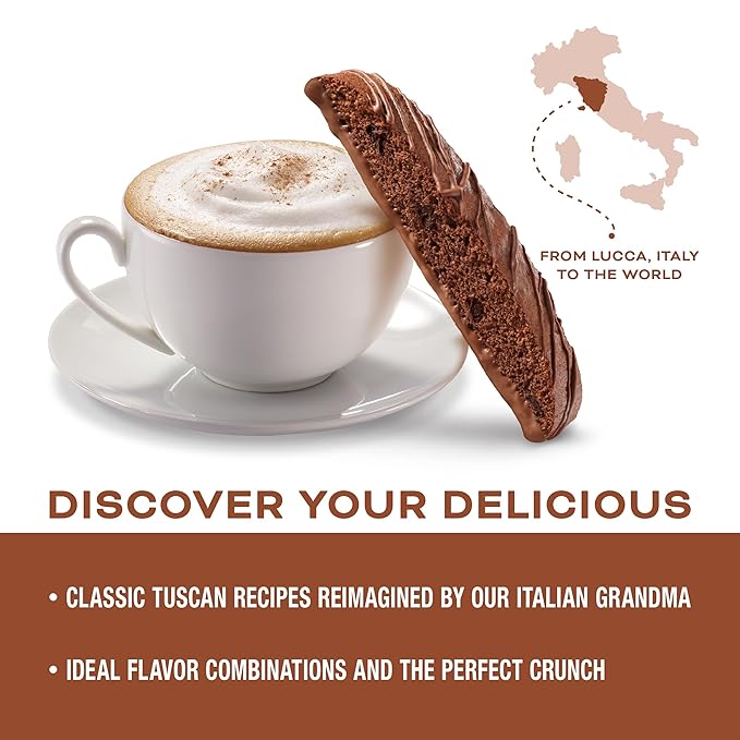 Nonni's Triple Chocolate Biscotti Italian Cookies - 6 Boxes Triple Chocolate Italian Biscotti Cookies w/Dark Chocolate - Biscotti Individually Wrapped Cookies - Kosher Chocolate Coffee Cookie 6.88 oz