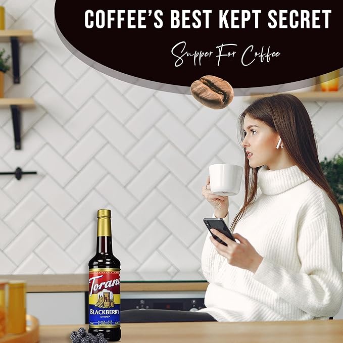 Sugar Free Coffee Syrup 25.4 Ounces Coffee Flavoring Syrup - Caramel, Vanilla, Chocolate, Hazelnut, Peppermint Syrups with Jimoco Syrup Dispenser (Blackberry)
