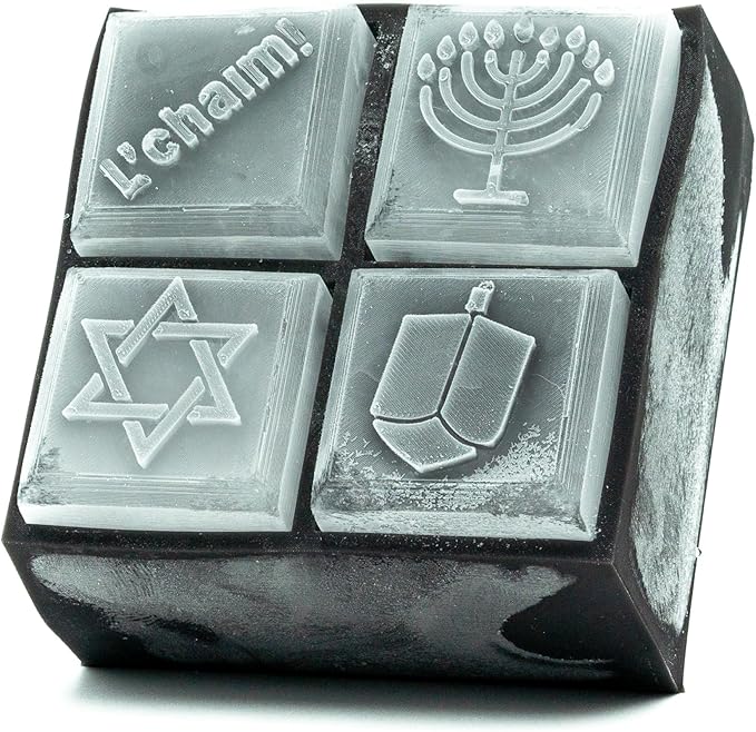 SILIGRAMS - Hannukah Ice Cube Mold Tray - Bartender 2" Cocktail Ice Tray Molds for Whiskey - Custom Personalized Ice Cube Mold - Monogram Designer Ice Tray - Reusable Silicone Ice Trays