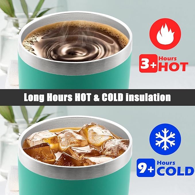 20 oz Tumbler Coffee Travel Tumblers Bulk with Lid Stainless Steel Double Wall Vacuum Insulated Mug Powder Coated Cups fit Car Cupholder for Hot and Cold - Light Blue, 12Pack