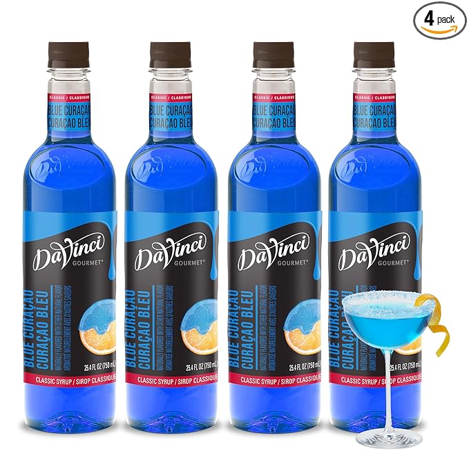 DaVinci Gourmet Classic Blue Curacao Syrup, 25.4 Fluid Ounces (Pack of 4)