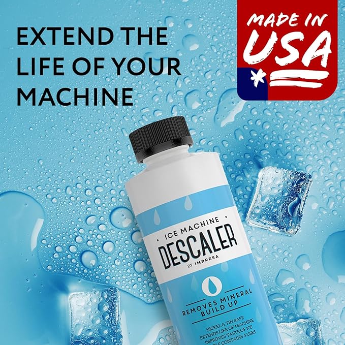 IMPRESA Ice Maker Cleaner & Descaler - 8 Fl Oz Scale Removal Liquid Descaler - Nickel-Safe Ice Machine Cleaner - Compatible with Scotsman, Manitowoc & More