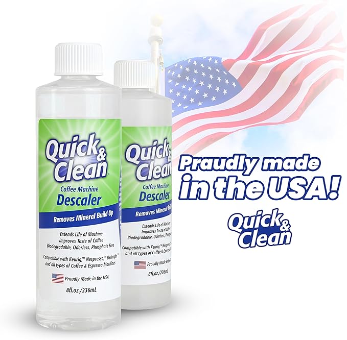 Quick & Clean 2-Pack Descaler (4 Total Uses) - Made in the USA - Descaling Solution for Keurig, Nespresso, Ninja, Delonghi, Coffee and Espresso Machines