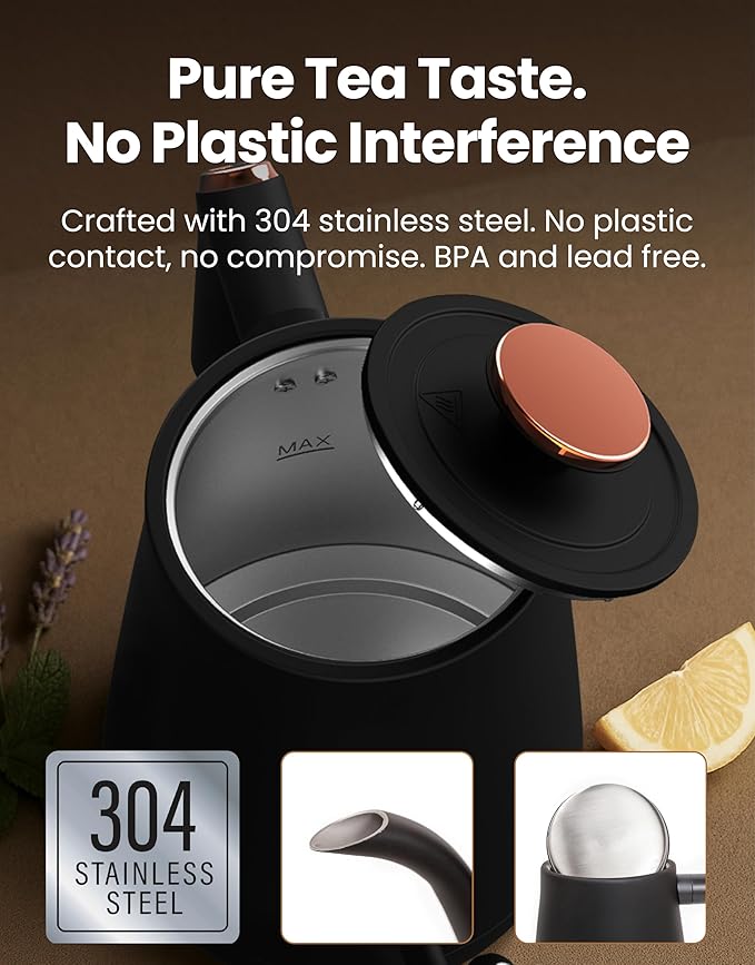 Vianté Electric Gooseneck Kettle with Precise Temperature Control. Pour Over Coffee & Tea Kettle. Boil-Dry Protection & Keep Warm Function. Stainless Steel, BPA-Free. Includes V60#2 Filters. 0.8L