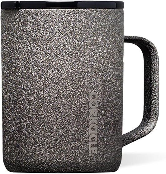 Corkcicle Classic Coffee Mug - Triple Insulated Stainless Steel for Travel - Shatter-Proof Lid - Keeps Drink Hot Over 3 Hours - Holiday Mug Gift - Great for Gifting Warmth - 16 oz - Steel Shadow