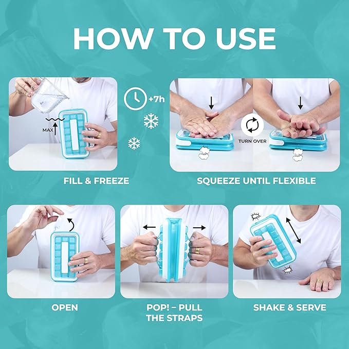 ICEBREAKER POP 2.0 2024: Make And Serve Ice Without Ever Touching The Ice | The Sanitary Silicone Ice Cube Tray for Freezer | Patented Ice Trays for Freezer | This Ice Cube Maker Makes 18 Cubes