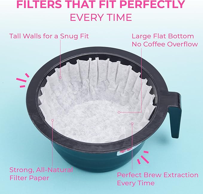 Katy’s Large Coffee Filters - 12 Cup Commercial Coffee Filters (9.5” x 4.5” Inch) Premium Paper & Brew Extraction, Tall & Wide, No Ground Overflow - Perfect For Restaurants & Cafes (500 Count)
