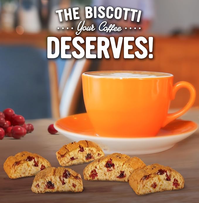 Cooper Street Twice Baked Orange Cranberry Biscotti Cookies - Crispy Mini Biscotti Cookies Ideal with Coffee - Traditional Low Calorie Italian Snacks - Kosher, Dairy, Peanut & Soy Free (6 Pack)