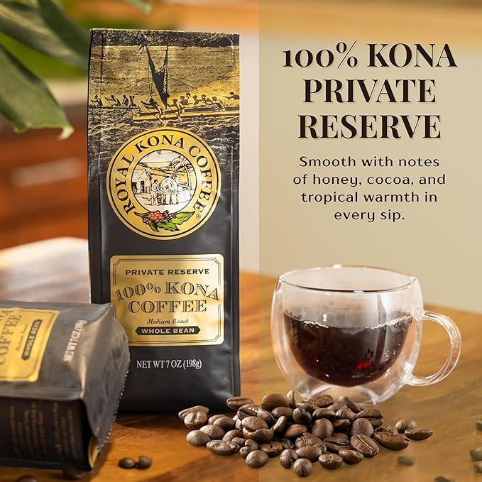 ROYAL KONA COFFEE Whole Bean - 100% Hawaiian Kona Whole Bean Coffee Medium Roast, 2 Pounds