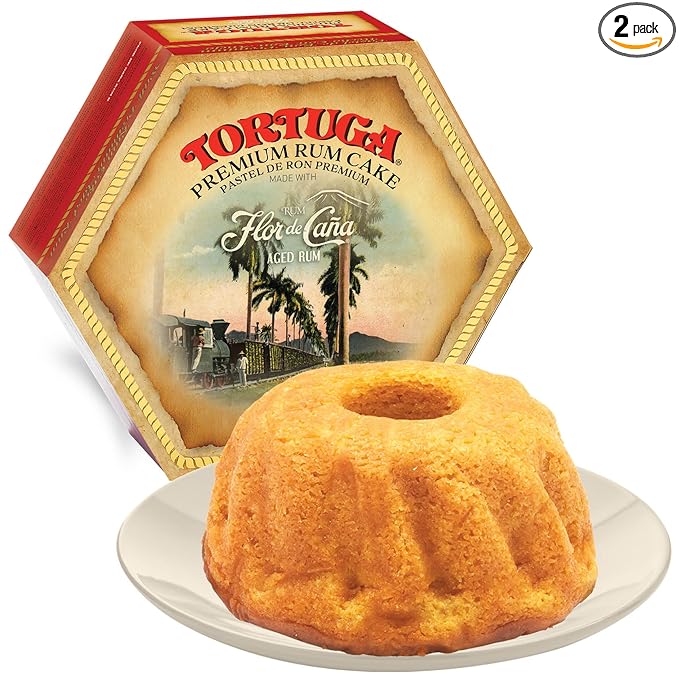 TORTUGA Caribbean Flor de Cana Rum Cake - 4 oz Caribbean Rum Cake - 2 Pack - The Perfect Premium Gourmet Gift for Stocking Stuffers, Gift Baskets, and Christmas Gifts - Great Snack Cakes for Delivery