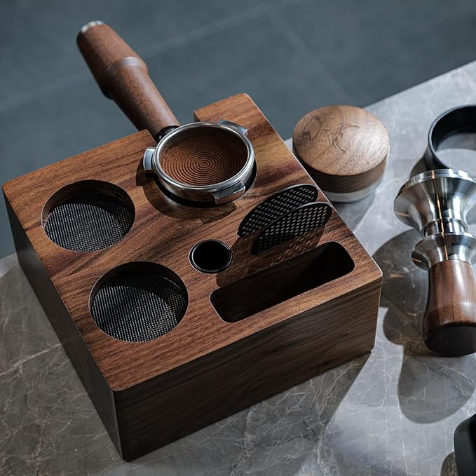 58mm Espresso Machine Accessories Kit Includes Coffee Tamper, Distribution Tool, Tamping Box, Puck Screen, Portafilter Funnel for Perfect Espresso Shots