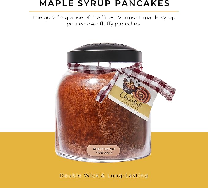 A Cheerful Giver - Maple Syrup Pancakes - 34oz Papa Scented Candle Jar with Lid - Keepers of the Light - 155 Hours of Burn Time, Gift for Women, Brown