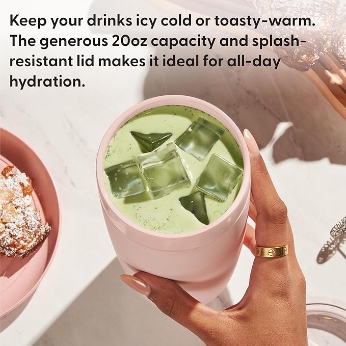 W&P Porter Insulated Tumbler 20 oz | No Metallic Aftertaste Ceramic Coated for Water, Coffee, & Tea | Wide Mouth Vacuum Insulated | Dishwasher Safe, Blush (Tone on Tone)