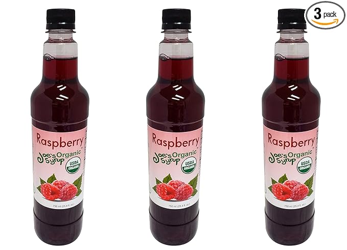 Joe’s Syrup Organic Flavored Syrup, Organic Raspberry, 750 ml (3 Pack)