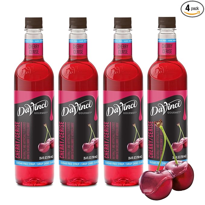 DaVinci Gourmet Sugar-Free Cherry Syrup, 25.4 Fluid Ounces (Pack of 4)