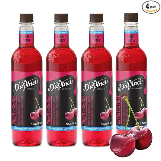 DaVinci Gourmet Sugar-Free Cherry Syrup, 25.4 Fluid Ounces (Pack of 4)