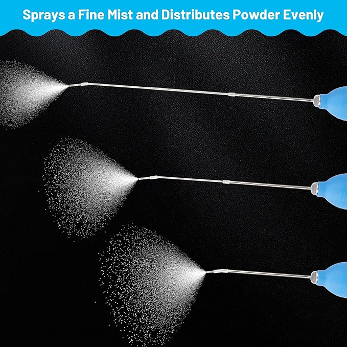 Diatomaceous Earth Powder Duster, Garden Bulb Duster Applicator, Puffer Dispenser Spreader with Long Metal Tube, Spray Bottle for Organic Gardening Agricultural Supply, Blue