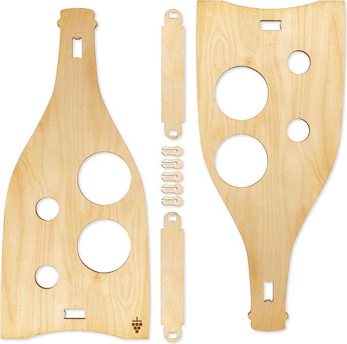 KAKALI Freestanding Wooden Wine Rack - Wood Wine Bottle Rack - Free Standing Bottle Storage - Countertop Racks for Bottles - House Warming Gifts for Casual Drinkers, 4 Bottle Storage