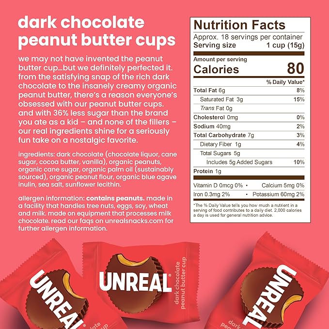 UNREAL Cups Variety Pack | Value Size Bags | Less Sugar, Fair Trade, Non-GMO | No Corn Syrup, Sugar Alcohols, Soy