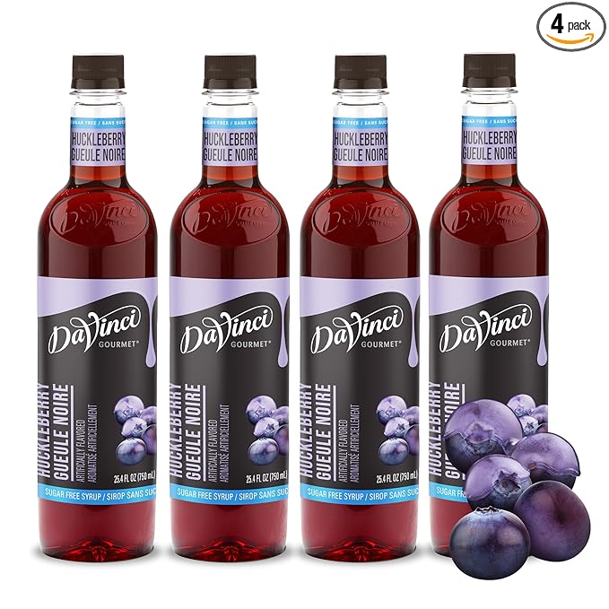DaVinci Gourmet Sugar-Free Huckleberry Syrup, 25.4 Fluid Ounces (Pack of 4)