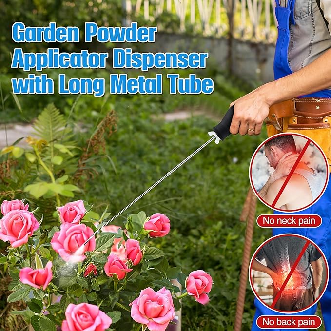 Diatomaceous Earth Powder Duster, Longer 9" to 22" Retractable Garden Powder Applicator Dispenser, 8 oz Bulb Duster Sprayer Insect for Home Organic Gardening Agricultural Supply(Black,2 Pcs)