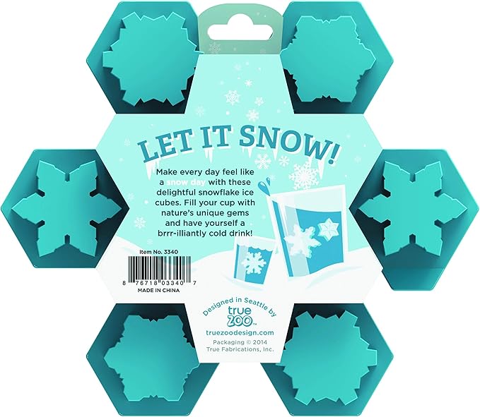 TrueZoo Snowflake Silicone Ice Cube Tray, Flexible Ice Mold for Whiskey, Cocktails, Jello Shots, Chocolates, Desserts, Crafts, Frozen Treats, Kitchen & Home Bar Gifts, Set of 1, Blue