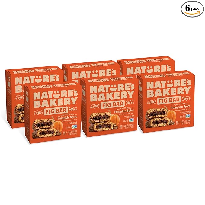 Nature's Bakery Whole Wheat Pumpkin Spice Fig Bars, 2 oz Snack Bars (36 Ct), Plant-Based, Vegan, Non-GMO