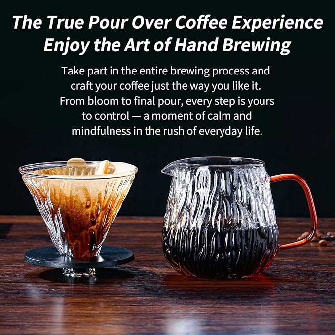 Unbreakable - Pour Over Coffee Maker 650ML/22OZ, Heat Resistant Borosilicate Glass Dripper with Filter Holder, BPA-Free Manual Coffee Brewer for Home and Office Use