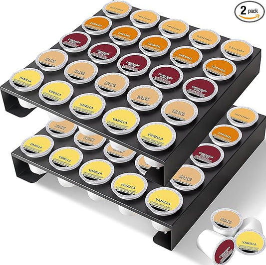 MyLifeUNIT K Cup Organizer Drawer Countertop Wall Mounted K Cup Holder, 50 Pod Capacity Coffee Pod Storage Holder for Coffee Station, Office and Kitchen, 2 Pack, Black (2 Pack)